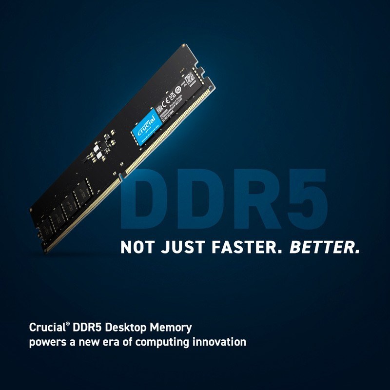 رم دسکتاپ 32 گیگابایت DDR5 تک کاناله 5600 مگاهرتز کروشیال مدل UDIMM با تایمینگ CL46