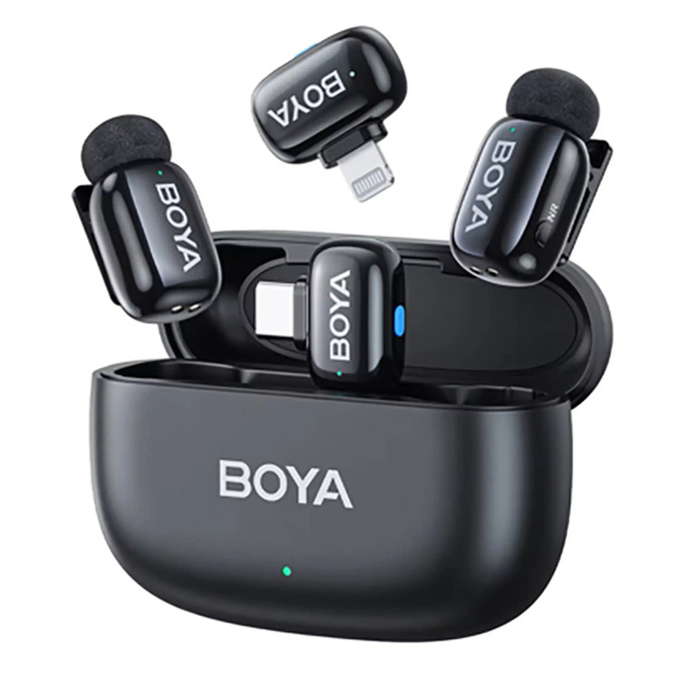 میکروفون یقه ای دو کاربره بویا مدل BOYA MINI2 01 COMBO رابط Type C و LIGHTNING
