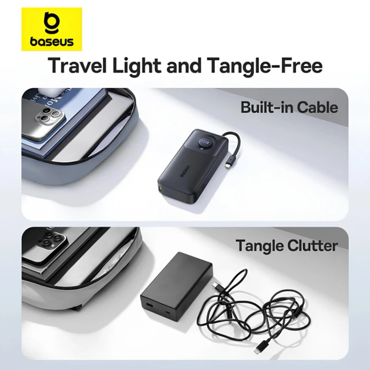 پاوربانک بیسوس مدل Free2Pull 65W ظرفیت 20000 میلی آمپر ساعت به همراه کابل USB-C