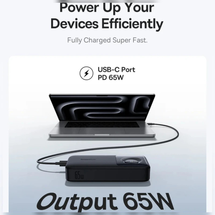 پاوربانک بیسوس مدل Free2Pull 65W ظرفیت 20000 میلی آمپر ساعت به همراه کابل USB-C