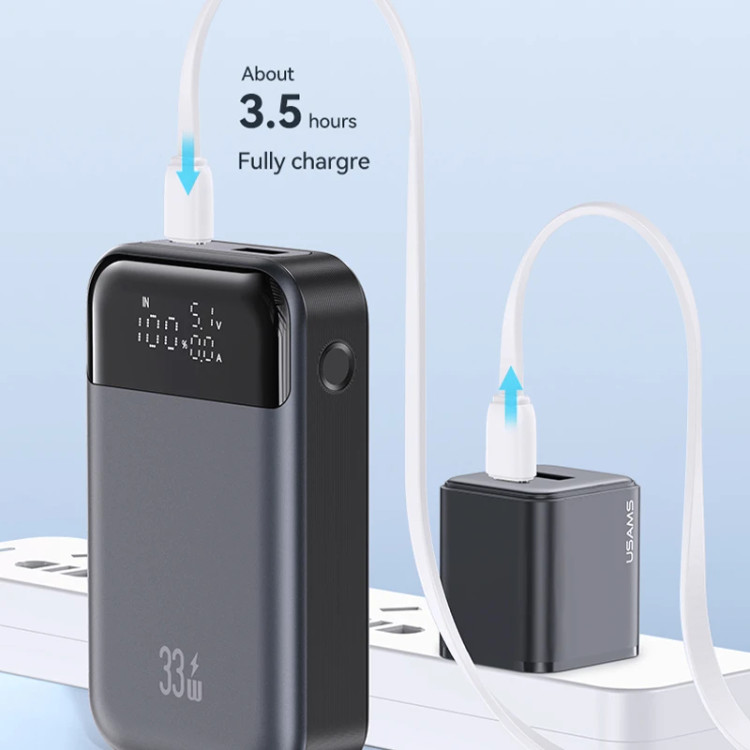 پاور بانک یوسمز US-CD221 ظرفیت 10000 میلیآمپر ساعت توان 33 وات