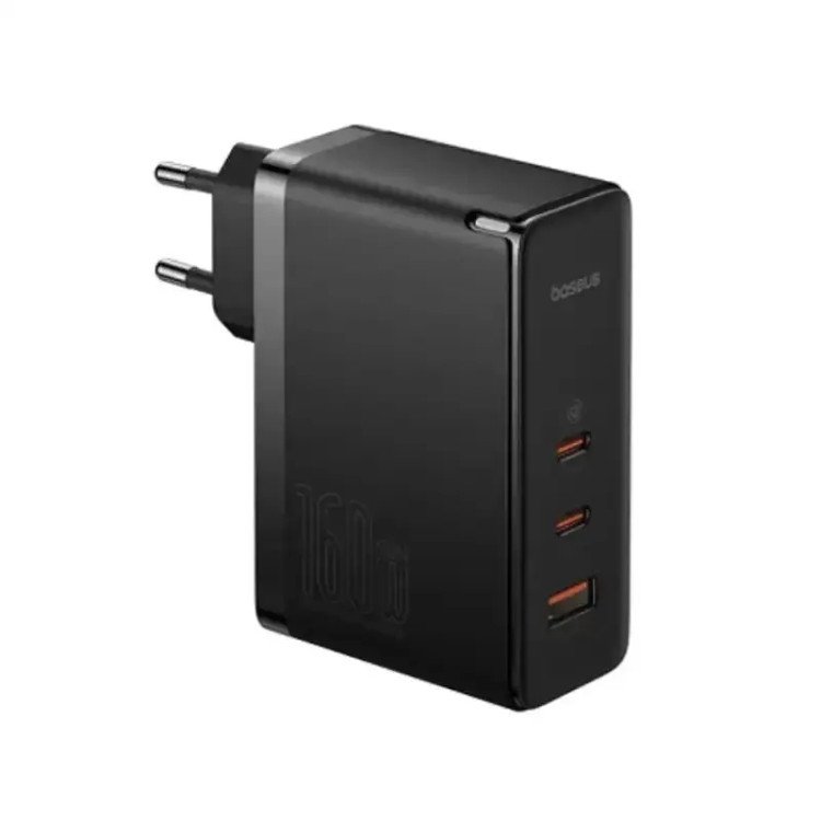 شارژر دیواری سه پورت باسئوس مدل GaN5 Pro 2C+U توان 160 وات (همراه کابل)
