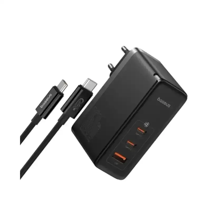 شارژر دیواری سه پورت باسئوس مدل GaN5 Pro 2C+U توان 160 وات (همراه کابل)
