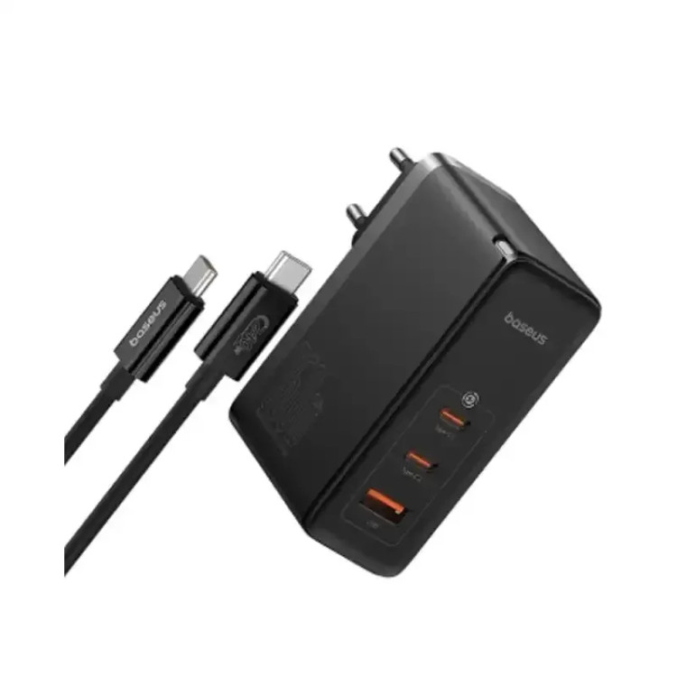 شارژر دیواری سه پورت باسئوس مدل GaN5 Pro 2C+U توان 160 وات (همراه کابل)