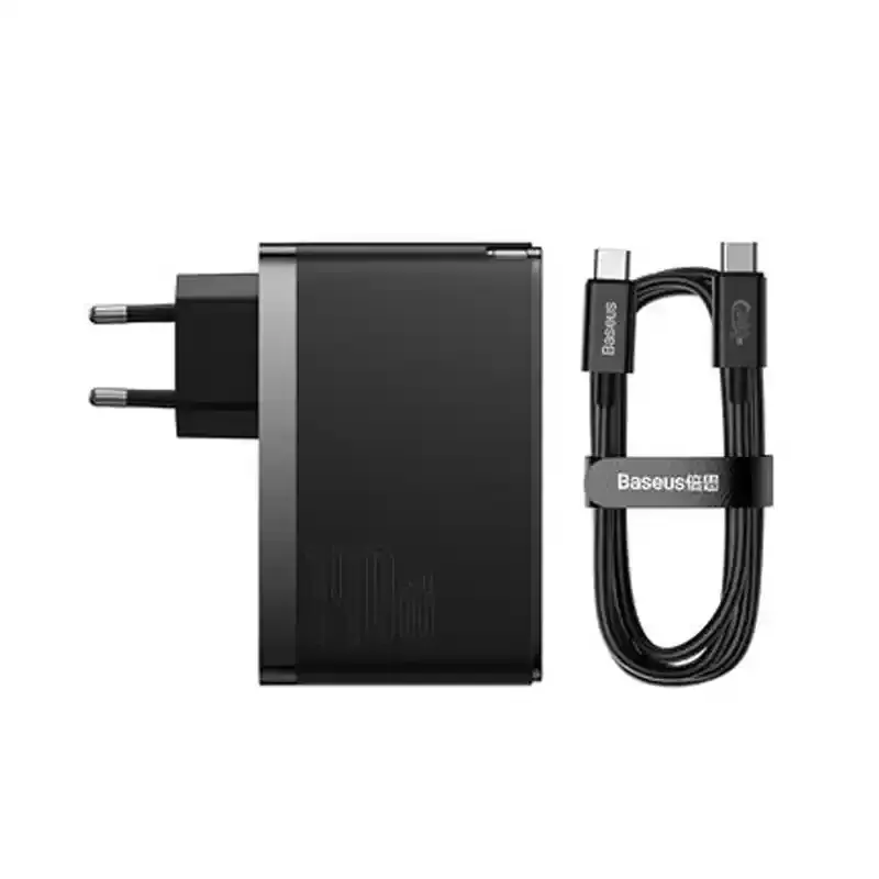 شارژر دیواری سه پورت باسئوس GaN5 Pro 2C U توان 140 وات (همراه کابل)