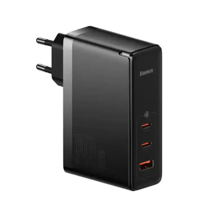 شارژر دیواری سه پورت باسئوس GaN5 Pro 2C+U توان 140 وات (همراه کابل)