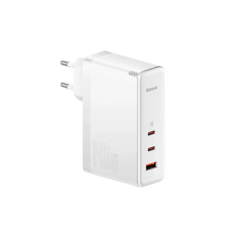 شارژر دیواری سه پورت باسئوس GaN5 Pro 2C+U توان 140 وات (همراه کابل)