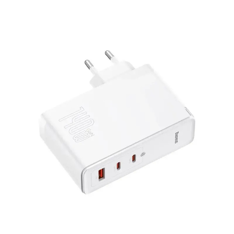شارژر دیواری سه پورت باسئوس GaN5 Pro 2C+U توان 140 وات (همراه کابل)
